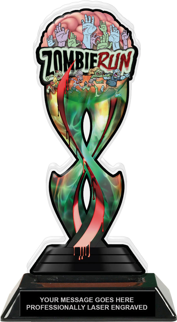 Zombie Run Tribal Flames Acrylic Trophy - 8.5 inch [TACR85-TF-ZMBRN-Q]