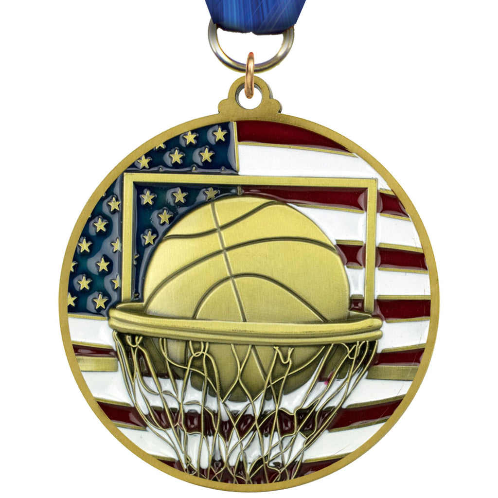 Basketball Patriotic Medal [MSUS2-BK]