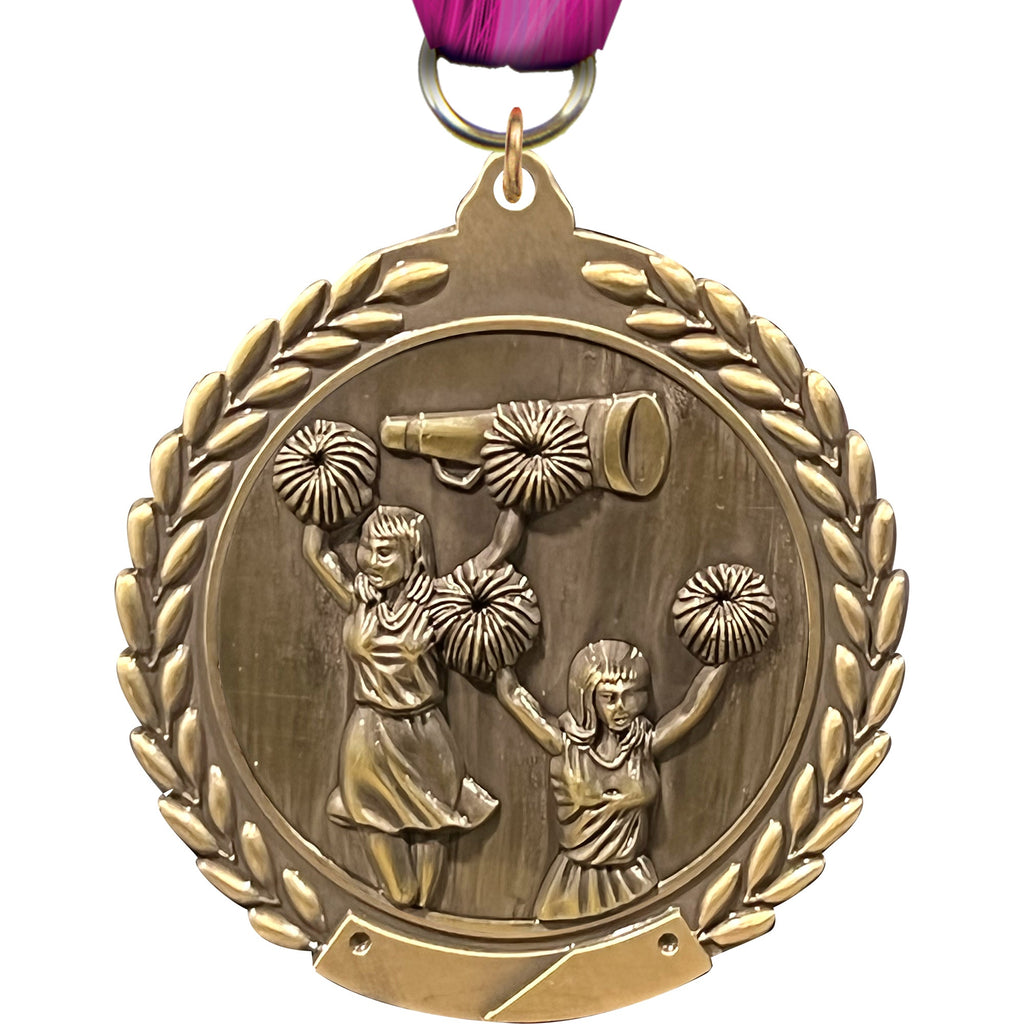Cheerleading 1.75 inch Wreath Framed Diecast Medal [M201-CH]