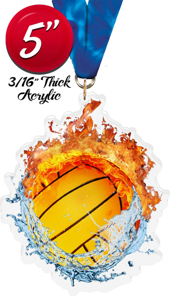 Water Polo Fire & Water Colorix-M Acrylic Medal [MACR5-FW-WTRPLO-Q]