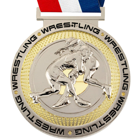 Wrestling Dual Plated Diecast Medal [MSDP3-WS]