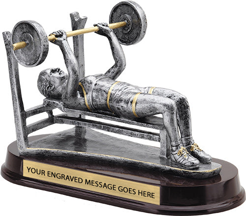 Weightlifter Bench Press Pewter Finish Resin Trophy - Female [SGR466BF]