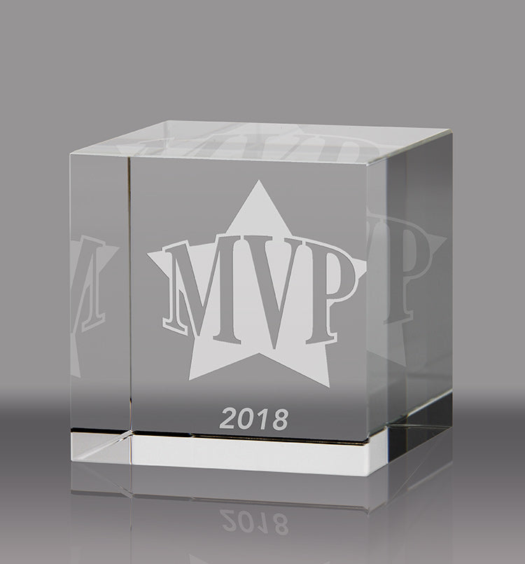 Crystal Straight Cube Paperweight Award - 3.125 inch [CCUB-LG-X]