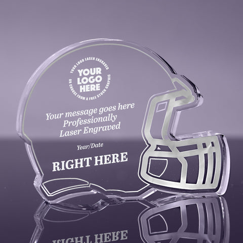 1 inch Thick Football Helmet Acrylic Award - 7 inch [AFBH7-Q]