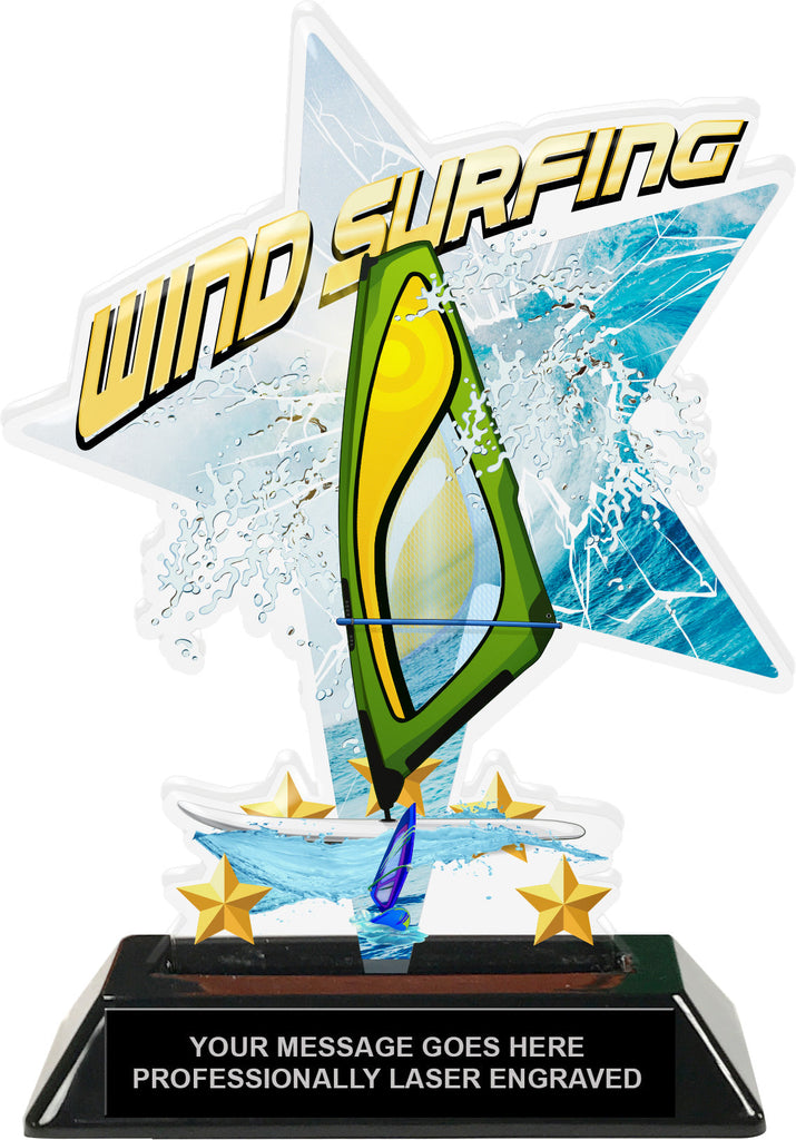 Wind Surfing Shattered Star Colorix Acrylic Trophy- 7 inch [TACR7-STR-WNDSRF-Q]