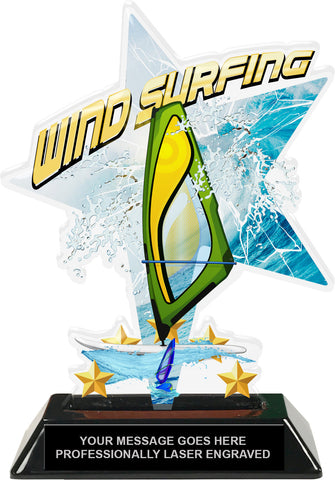 Wind Surfing Shattered Star Colorix Acrylic Trophy- 7 inch [TACR7-STR-WNDSRF-Q]