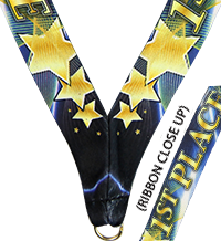 7/8 x 30 in. 1st Place Triple Star Sateen Neck Ribbon [NKRB-2084]