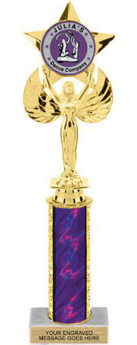 Winged Star Victory Custom Insert Trophy w/ Column - 12.5 inch [TXi12-J17]