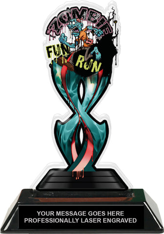 Zombie Fun Run Tribal Flames Colorix Acrylic Trophy - 7 inch [TACR7-TF-ZMBFNRN-Q]