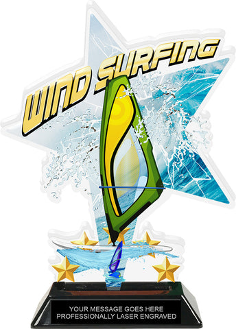 Wind Surfing Shattered Star Colorix Acrylic Trophy- 8.5 inch [TACR85-STR-WNDSRF-Q]