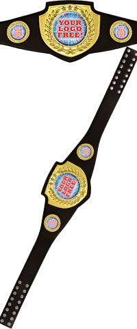 Custom Champion Shield Award Belt- Black & Bright Gold- 52 inch [CXAB-51-BLK]