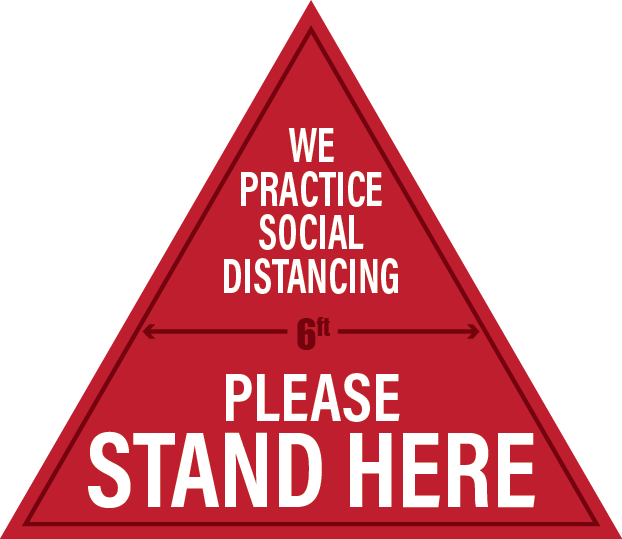 We Practice Social Distancing Triangle Floor Decal - 12 x 10.25 inch [FD12-WPSDTRI]