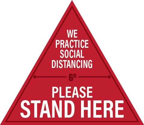 We Practice Social Distancing Triangle Floor Decal - 12 x 10.25 inch [FD12-WPSDTRI]