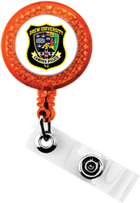 Custom Reflective Badge Reel with Belt Clip- Translucent Orange [BRS5-ORG]