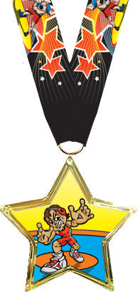 Wrestling Star-Shaped Insert Medal [MSTRi-WS]