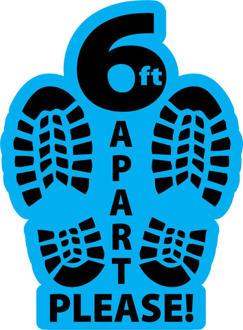 6 ft Apart Please! Floor Decal - 12.5x17 inch [FD17-6AP]