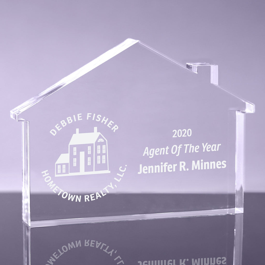 1 inch Thick Acrylic Single Gable Real Estate/Home Award - 5 x 7 inch [ATHS1G5-Q]