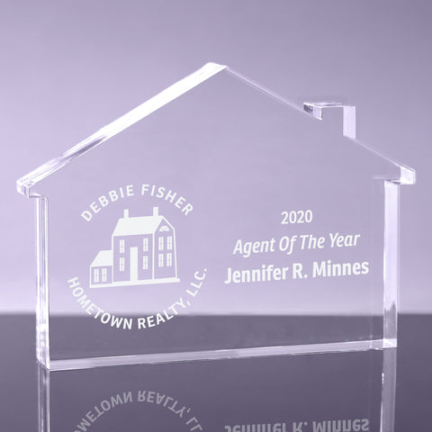 1 inch Thick Acrylic Single Gable Real Estate/Home Award - 5 x 7 inch [ATHS1G5-Q]