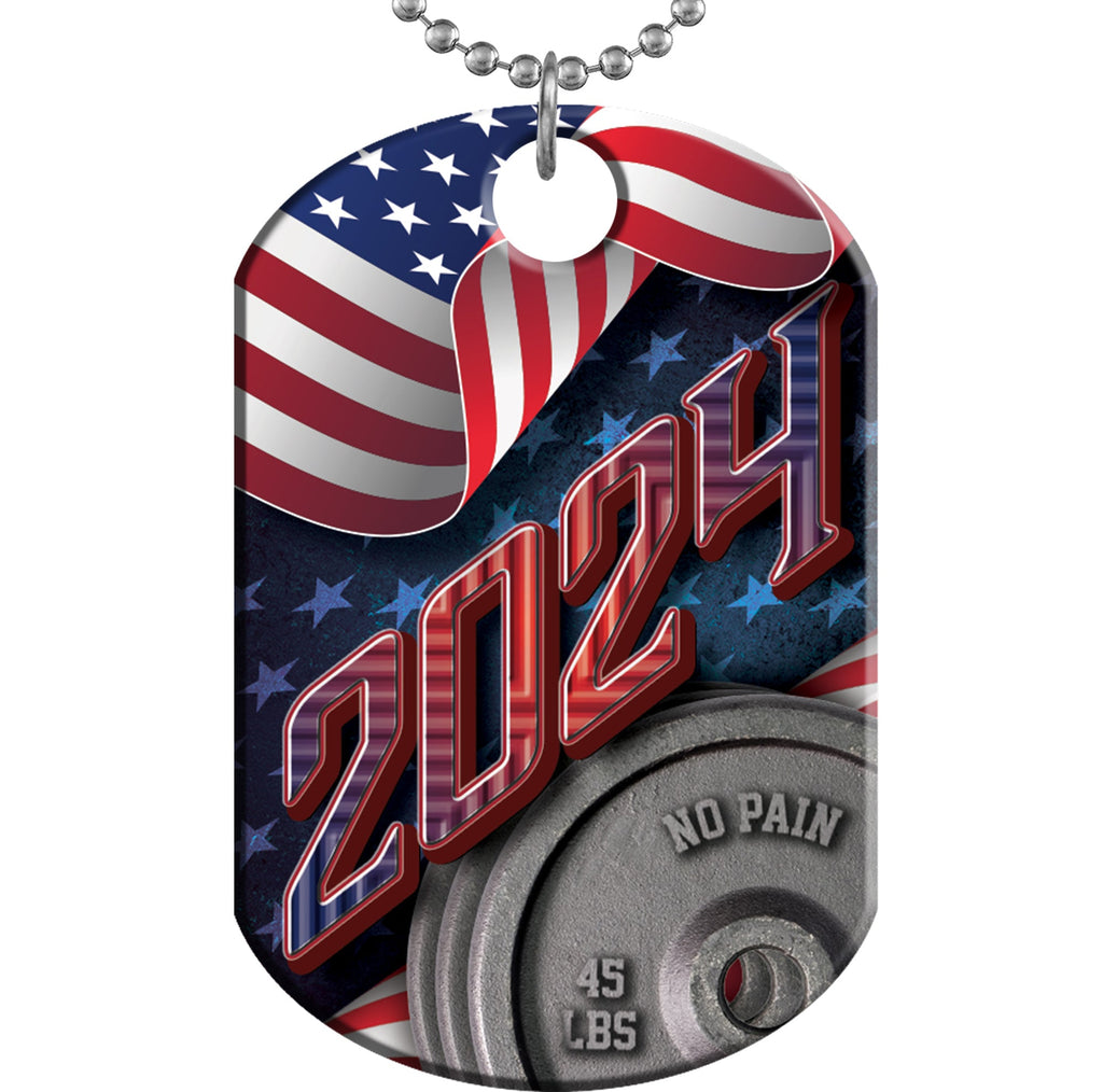 Weightlifting 2024 US Flag Monster Dog Tag [DTXL-FLG-WL-24]