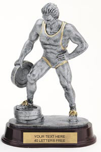 Weightlifter Plate in hand Pewter Finish Resin Trophy - Male [SGR472WBM]