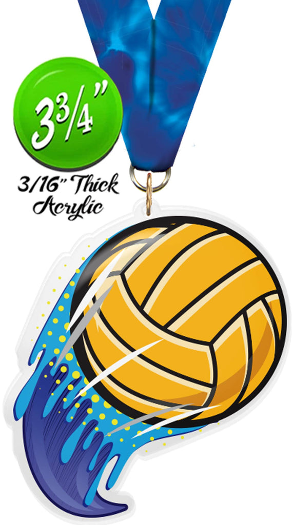 Water Polo Splatters Colorix-M Acrylic Medal [MACR375-SPLT-WTRPLO-Q]