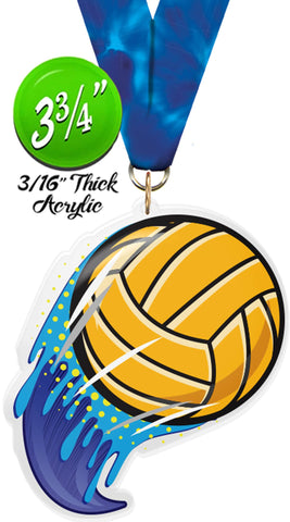 Water Polo Splatters Colorix-M Acrylic Medal [MACR375-SPLT-WTRPLO-Q]