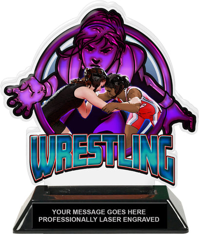 Wrestling Female Colorix-T Acrylic Trophy- 6.25 inch [TACR6-WSF-Q]