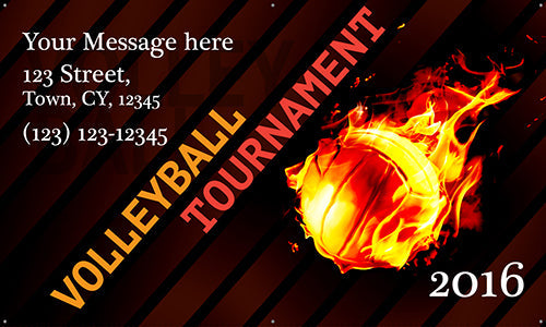 Volleyball Vinyl Banner- Ball in Fire [VB-VLYBLL-FLM]