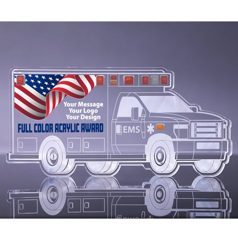 1 inch Thick Ambulance Acrylic Award - 11 inch Color [A1AMB11-FC-Q]