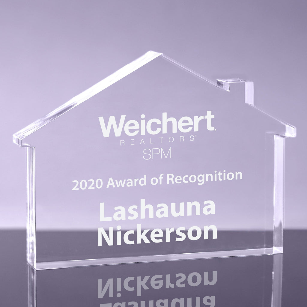 1 inch Thick Acrylic Single Gable Real Estate/Home Award - 6 x 8.375 inch [ATHS1G6-Q]