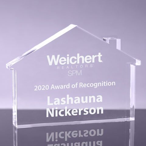 1 inch Thick Acrylic Single Gable Real Estate/Home Award - 6 x 8.375 inch [ATHS1G6-Q]