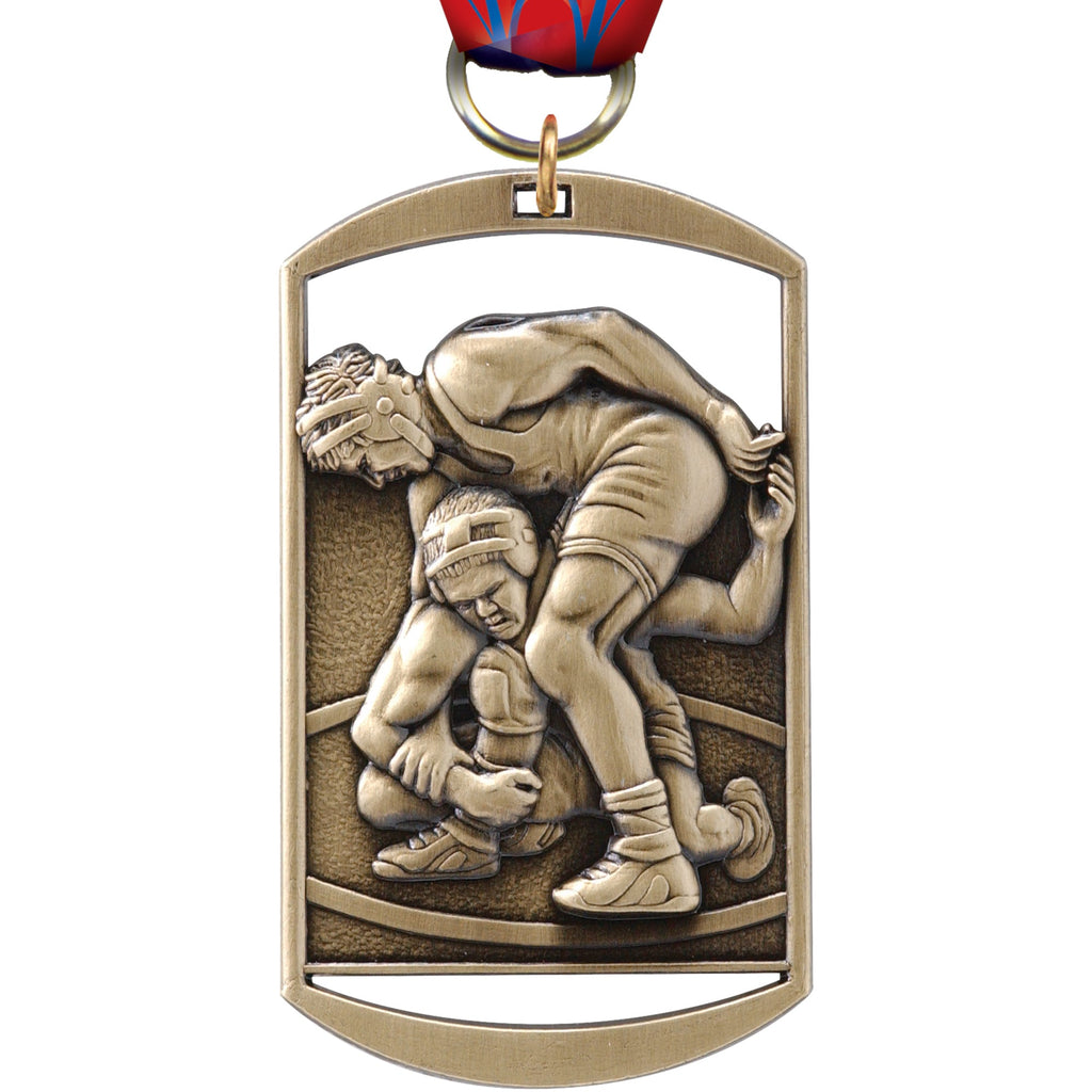 Wrestling Dog Tag Medal [M275DT-WS]