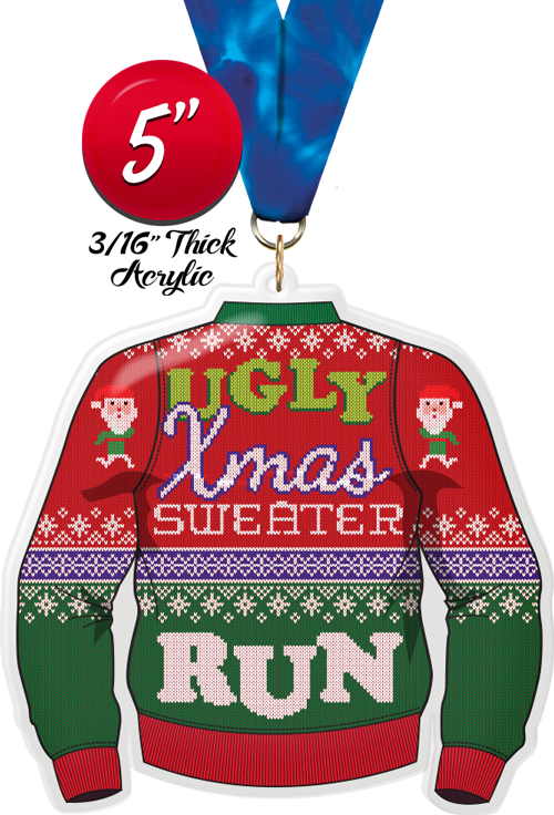 Ugly Xmas Sweater Run Colorix-M Acrylic Medal [MACR5-UGRUN-Q]