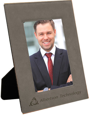 7.75 x 9.75 Gray Laserable Leatherette Picture Frame [PLLF57-557]
