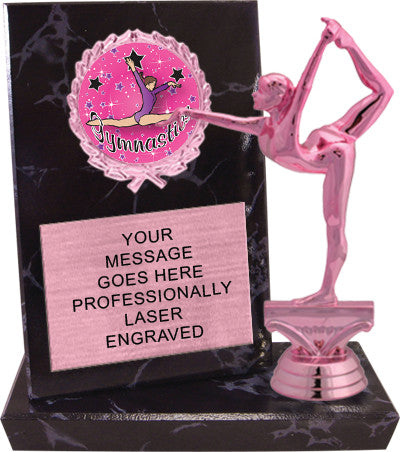 Pink Gymnastics Round Insert Billboard Plaque [PNKRIF6-GF]