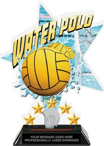 Water Polo Shattered Star Colorix Acrylic Trophy- 8.5 inch [TACR85-STR-WTRPLO-Q]