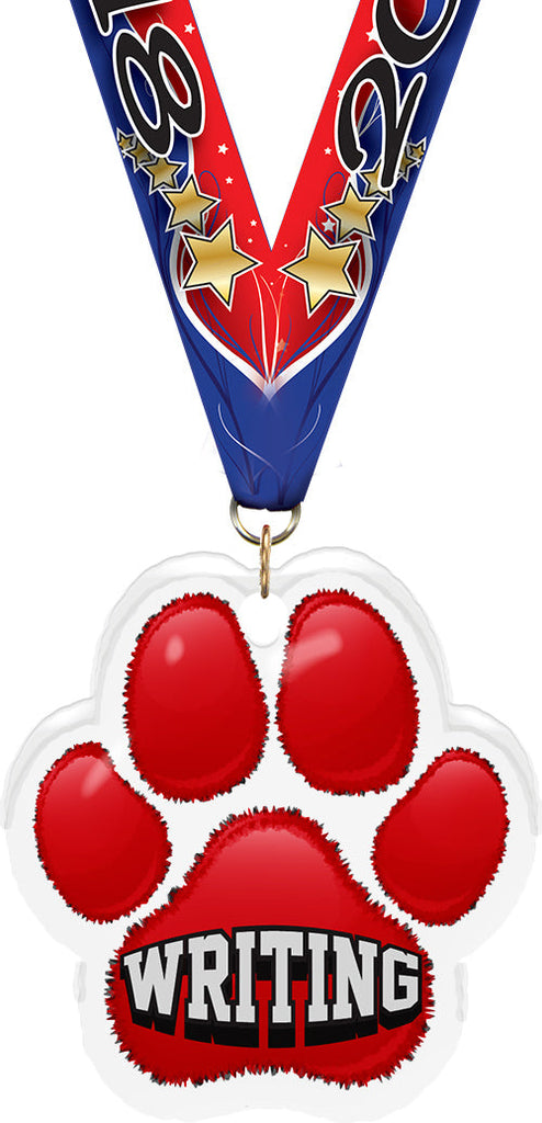 Writing Paw Acrylic Medal- 2.75 inch [MACR2-PAW-WRT-Q]