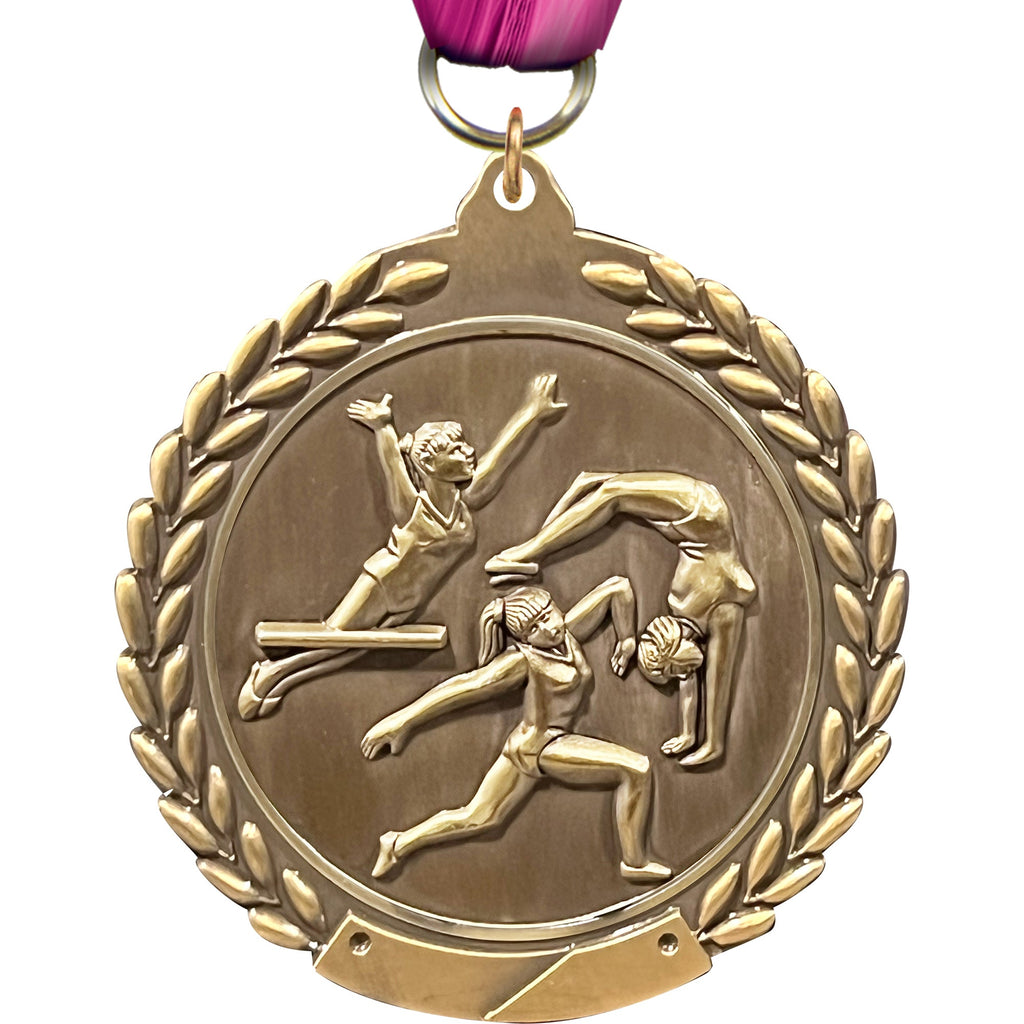 Gymnastics Female 1.75 inch Wreath Framed Diecast Medal [M201-GF]