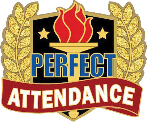 Wreath & Torch Scholastic Enamel Pin- Perfect Attendance [PMEP-13]