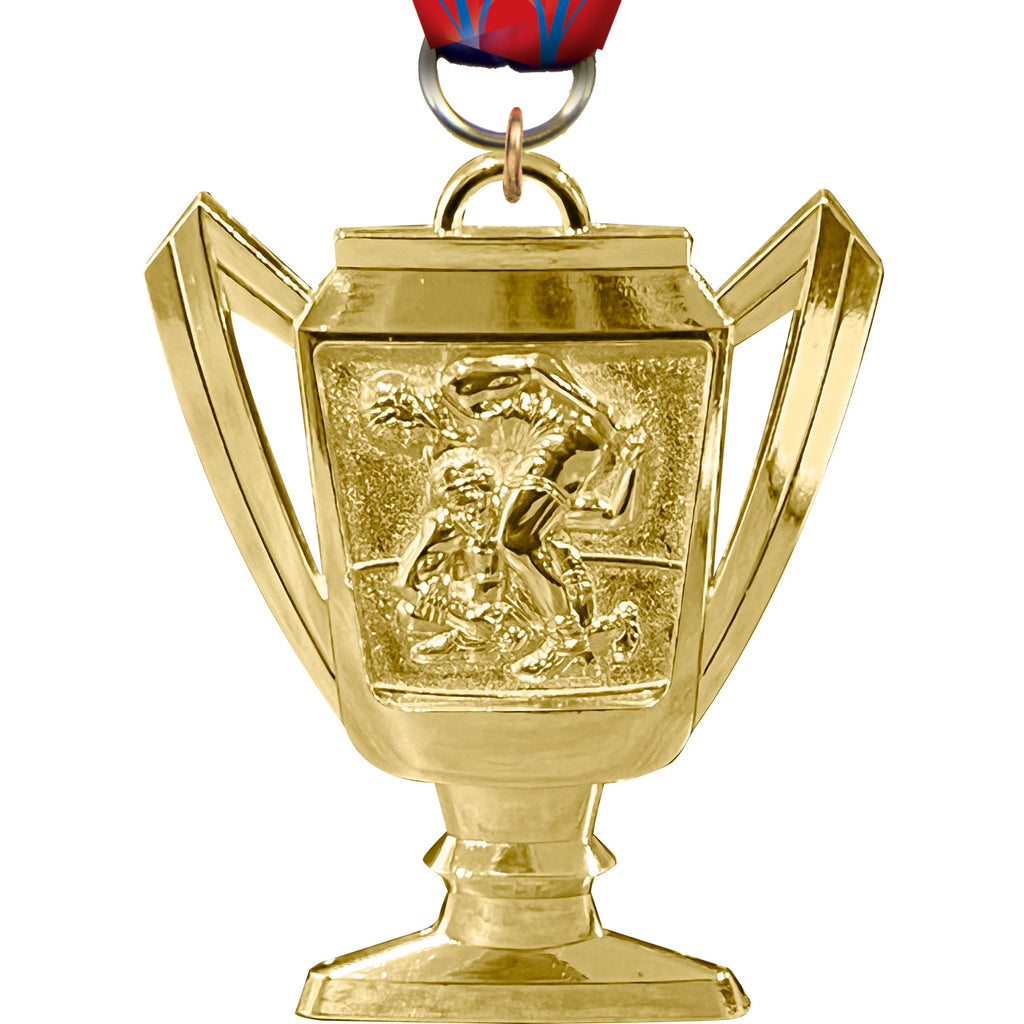 Wrestling Bright Gold Trophy Cup Medal [MTM27-WS]